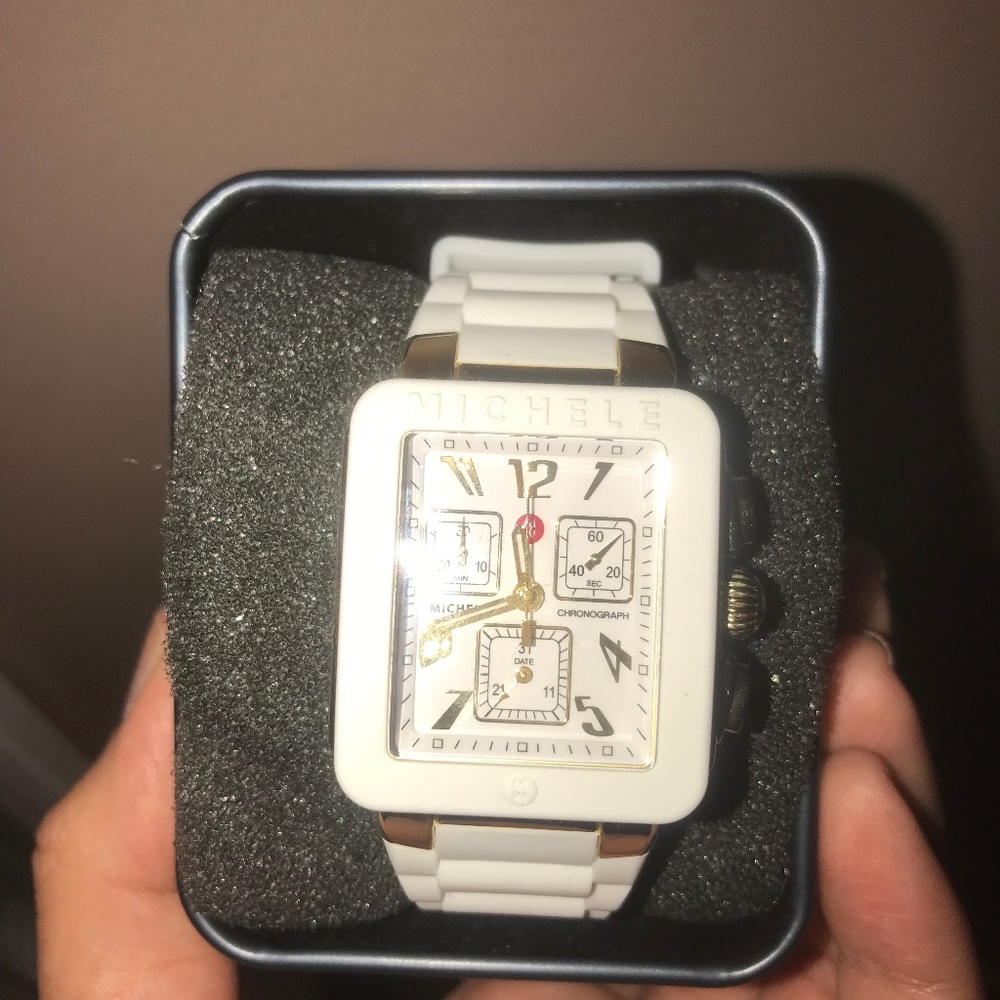 Michele Square Rubber Watch